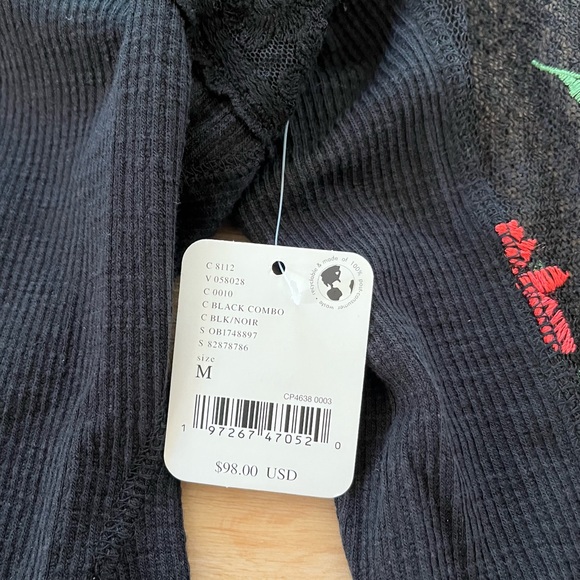 Free People Jolie Top Black Combo Size Medium NWT - Picture 8 of 8